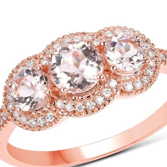 14k Natural Diamond Morganite Ring - Picture 5 of 6